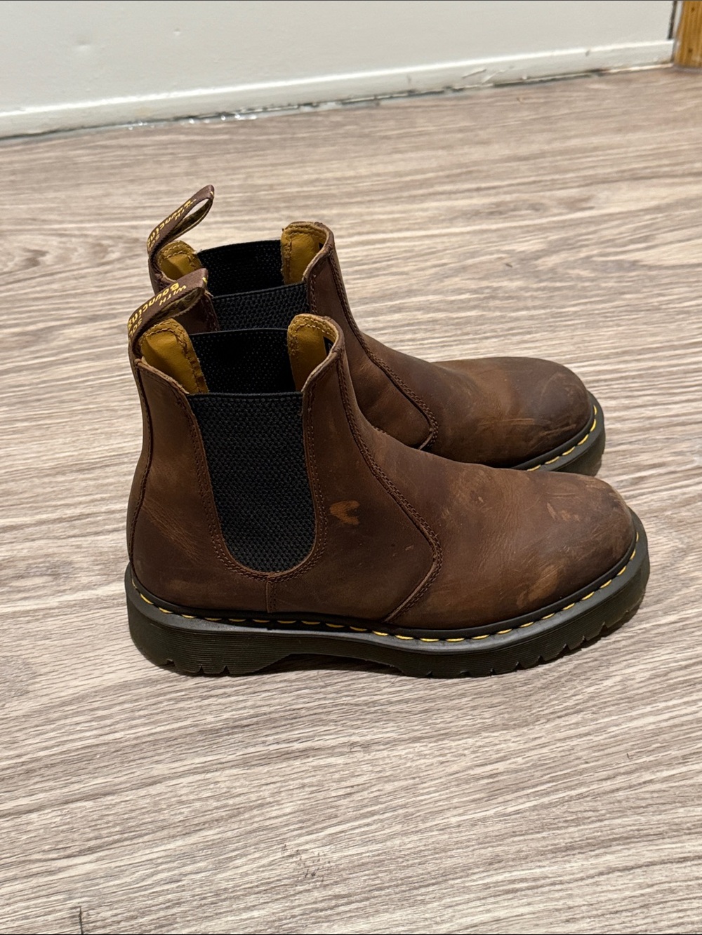 Dr. Martens Brown Leather Chukka Boots with Black Elastic Panels